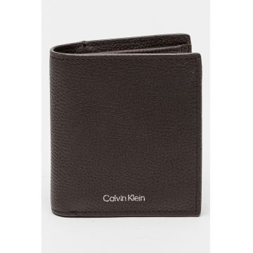 portofel de piele cu logo - Maro inchis