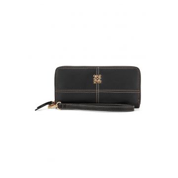 Portofel de piele ecologica cu fermoar - Negru