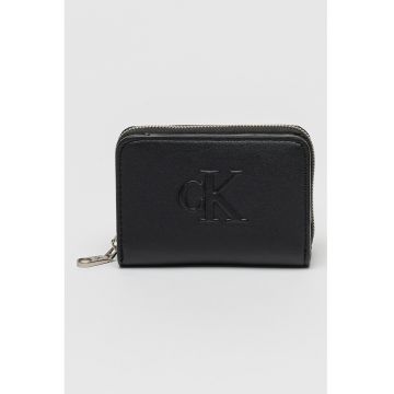 Portofel de piele ecologica cu fermoar si logo Portofel de piele ecologica cu fermoar si logo