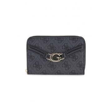 Portofel de piele ecologica cu monograma - Gri inchis