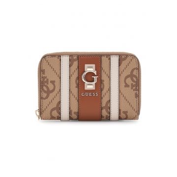 Portofel de piele ecologica cu monograma - Maro camel