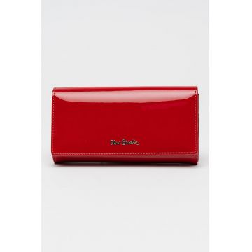 Portofel de piele lacuita - Caramiziu