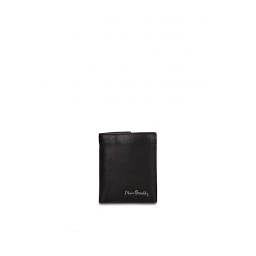 Portofel din piele cu logo metalic Erewhon Nova - Negru