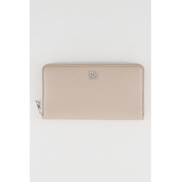 Portofel din piele ecologica cu fermoar - Maro taupe deschis