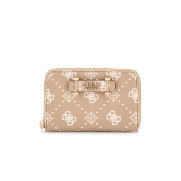 Portofel din piele ecologica cu model monograma - Maro nisip