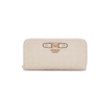 Portofel matlasat cu bareta pentru incheietura si fermoar - Maro nisip