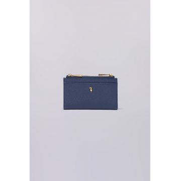 Portofel pliabil de piele - Bleumarin