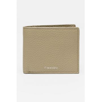 Portofel pliabil de piele cu logo discret - Kaki