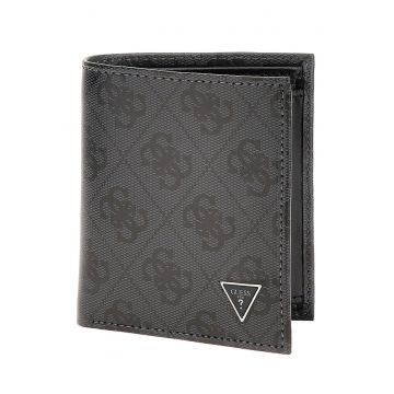 Portofel pliabil de piele cu model monograma Portofel pliabil de piele cu model monograma