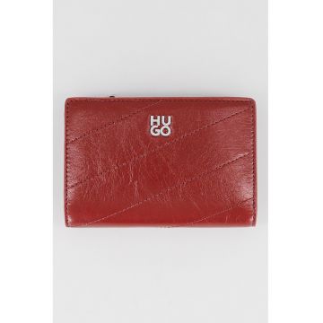 Portofel pliabil de piele ecologica - Visiniu