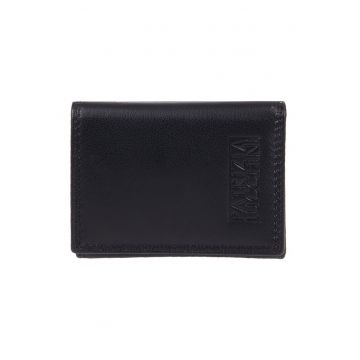 Portofel pliabil din piele - Negru