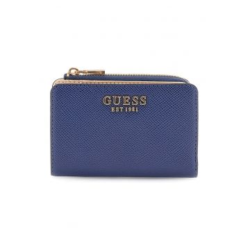 Portofel texturat cu fermoar - Bleumarin