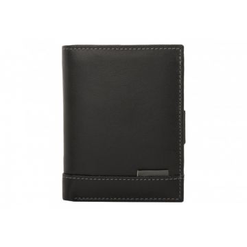 Portofel unisex Delis, Ryania PT1431, piele naturala, Negru-Gri Portofel unisex Delis, Ryania PT1431, piele naturala, Negru-Gri