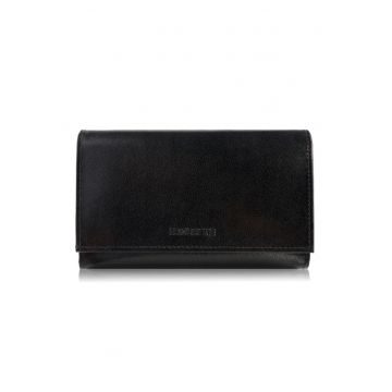 Portofelul de piele pentru femei brodrene g-32 fata negru