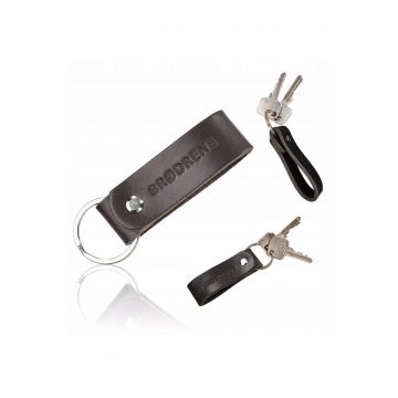 Breloc - brødrene - br03 - maro inchis - 10 cm - fabricat din piele 100% naturala - design elegant - cu carlig metalic - cu sigla producatorului - perfect ca si cadou - durabil si rezistent la utilizarea zilnica - produs polonez