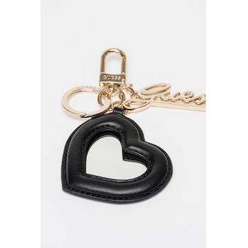 Breloc cu detaliu inima - Negru/Argintiu