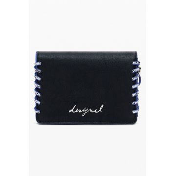 Portcart de piele ecologica cu fermoar - Negru