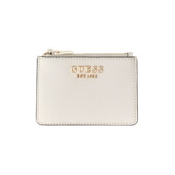 Portcart de piele ecologica cu logo metalic Patsie - Alb fildes