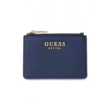 Portcart de piele ecologica cu logo metalic Patsie - Bleumarin