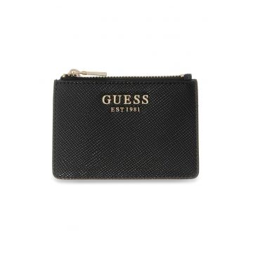 Portcart de piele ecologica cu logo metalic Patsie - Negru