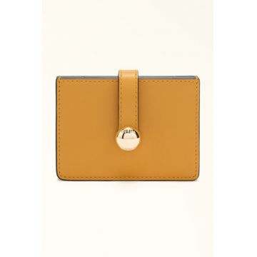 Portcart de piele Sfera - Galben inchis