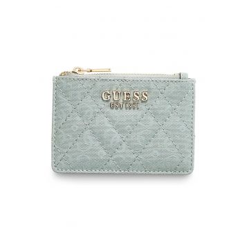 Portcart matlasat cu logo metalic Isemay - Auriu/Verde pal