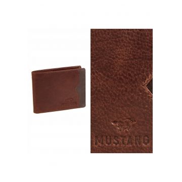 Portofel Barbati -  La Spezia - 100% Piele Naturala - Cu Logo - Compartimente Pentru Carduri - Buzunar Pentru Monede - Design Elegant - One Size - Maro