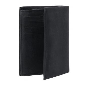 Portofel barbati -  Piele naturala - 10x12.5x2.5cm - Negru