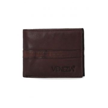 Portofel barbati -  piele naturala - maro - 11x9x1.5cm