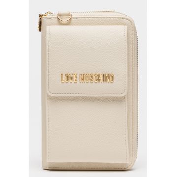 Portofel convertibil cu bareta din lant si fermoar - Alb murdar