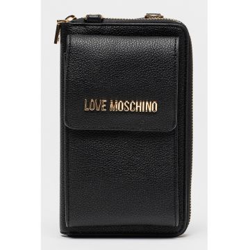 Portofel convertibil cu bareta din lant si fermoar - Negru