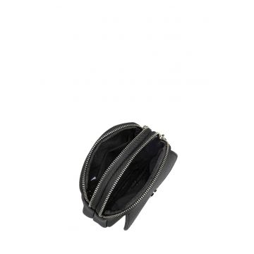 Portofel cu fermoar si logo - Negru