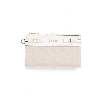 Portofel cu monograma si fermoar Melinda - Alb/Maro