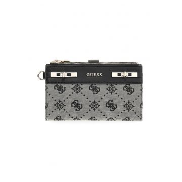 Portofel cu monograma si fermoar Melinda - Negru/Gri inchis