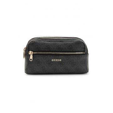 Portofel cu monograma si fermoar - Negru