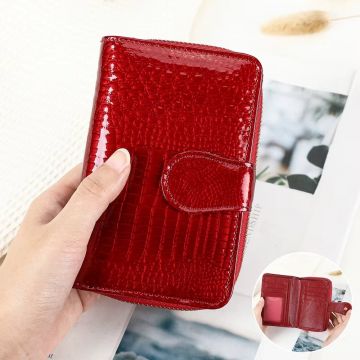 Portofel dama Delis, Yasmine PT1440, piele naturala, Rosu