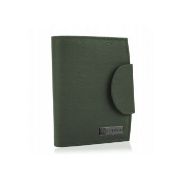 Portofel dama -  Piele naturala - 12.5 x 10.5 x 2 - Verde - Verde - 12.5 x 10.5 x 2