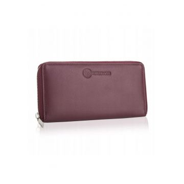 Portofel dama -  Piele naturala - 19.5 x 10 x 2.5 cm - Roz