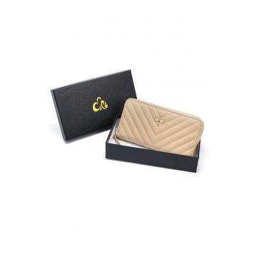 Portofel de piele cu aspect matlasat Tyler - Maro camel