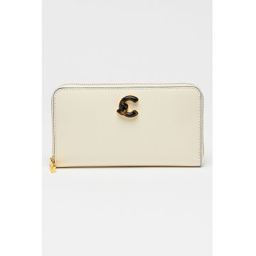 Portofel de piele cu fermoar - Alb