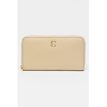 Portofel de piele cu fermoar C-Me - Bej deschis