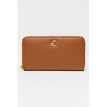 Portofel de piele cu fermoar C-Me - Maro scortisoara
