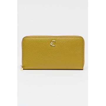 Portofel de piele cu fermoar C-Me - Verde masliniu