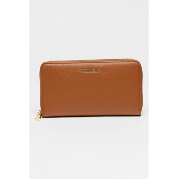 Portofel de piele cu fermoar - Maro scortisoara