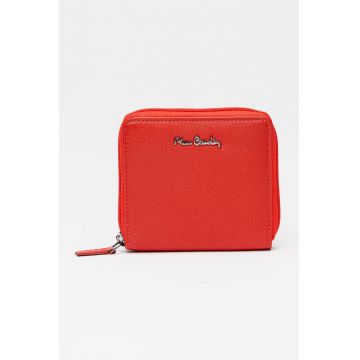 Portofel de piele cu fermoar - Rosu inchis