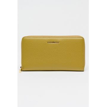 Portofel de piele cu fermoar - Verde masliniu