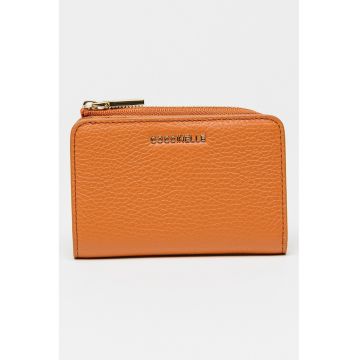 Portofel de piele cu logo metalic - Maro deschis