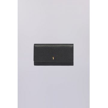 Portofel de piele cu logo - Negru