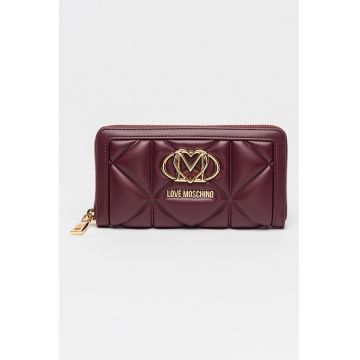 Portofel de piele ecologica cu aspect matlasat - Violet