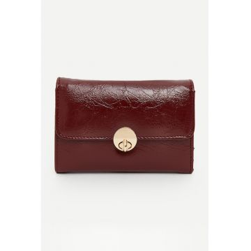 Portofel de piele ecologica cu clapa - Visiniu